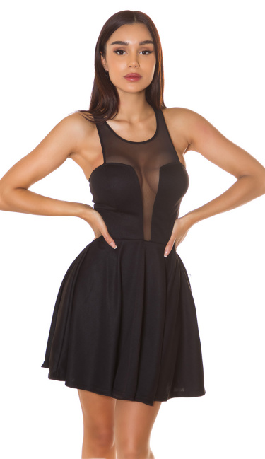 minidress with transparent decollete Black